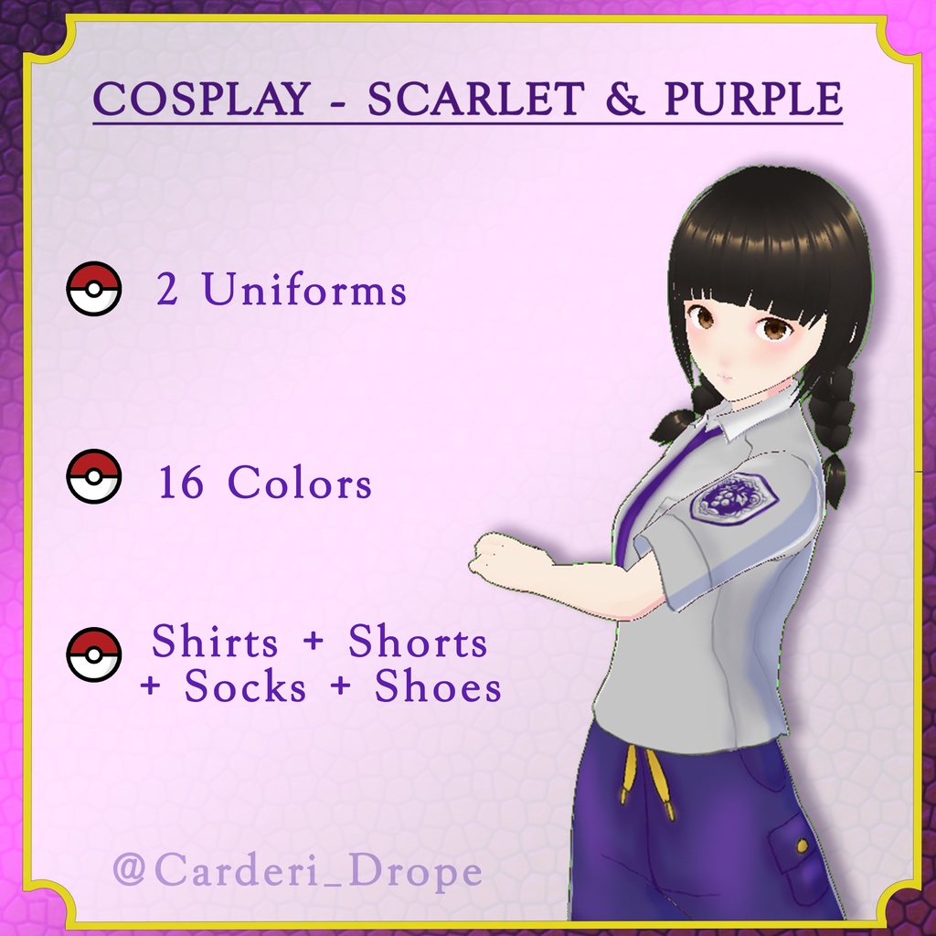 Cosplay: Pokémon Trainer Scarlet & Purple|| VRM & Vroid
