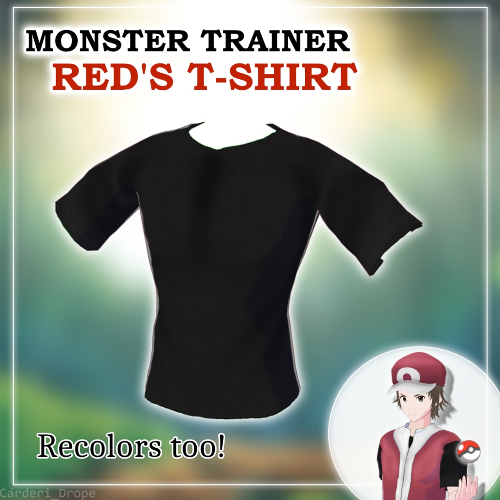 FULL SET / INDIVIDUAL PIECES || Monster Trainer Red T-Shirt || .png & .vroidcustomitem