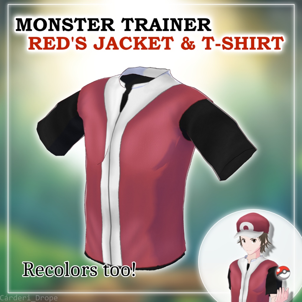 FULL SET / INDIVIDUAL PIECES || Monster Trainer Red Jacket & T-Shirt || .png & .vroidcustomitem