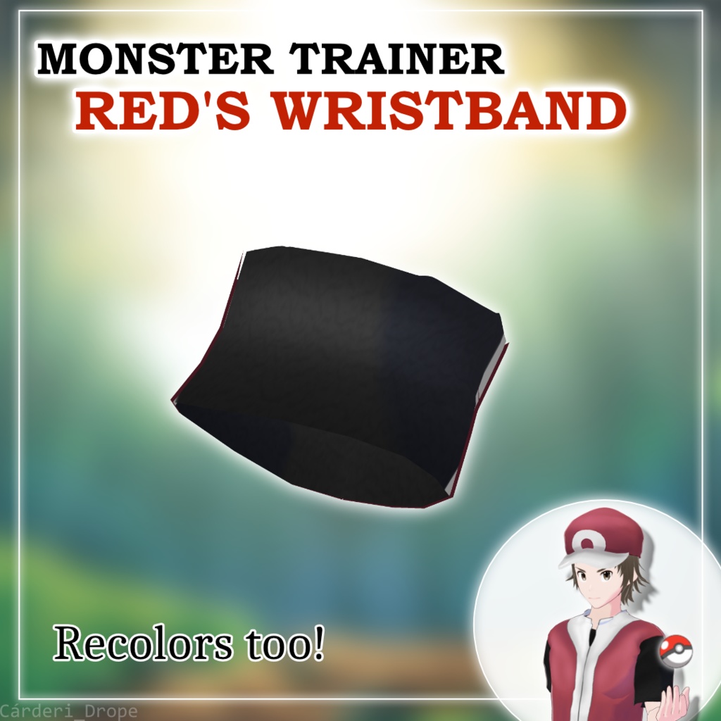 FULL SET / INDIVIDUAL PIECES || Monster Trainer Red Wristband || .png & .vroidcustomitem