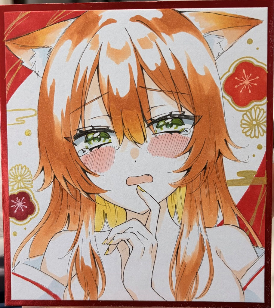 【小色紙原画】きつねちゃん🦊