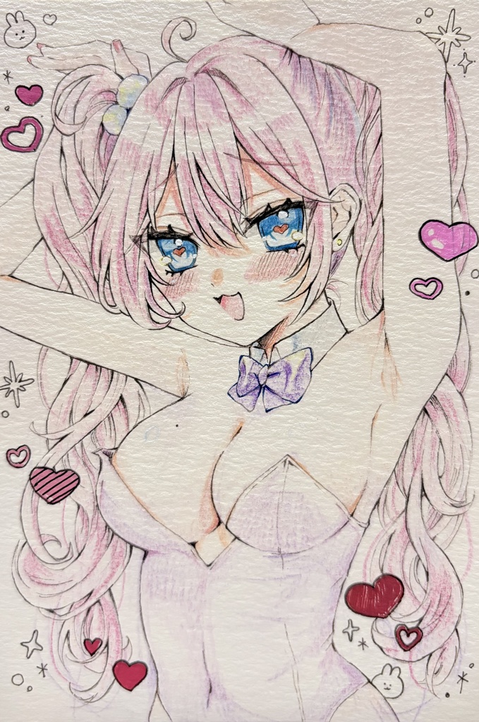 【はがきサイズ原画】バニーちゃん🩷