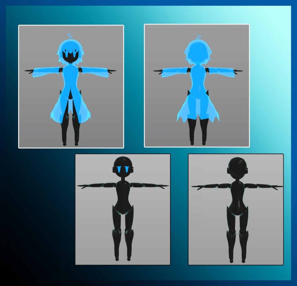 VRchatアバター想定3Dモデル 「Hologroid」