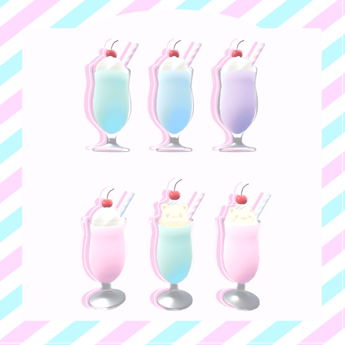 【VRC向け】🍹ゆめかわいいドリンク&ねこちゃんタピオカ🧋