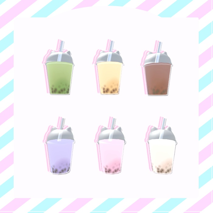 【VRC向け】🍹ゆめかわいいドリンク&ねこちゃんタピオカ🧋