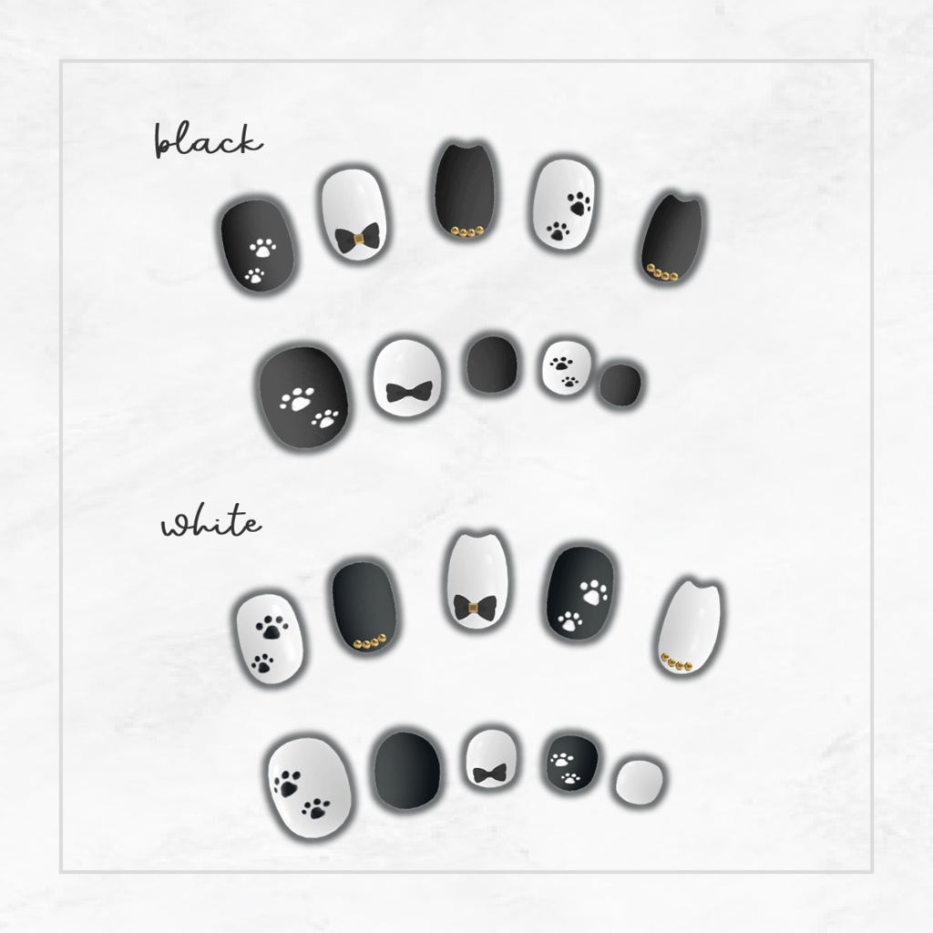 🖤キプのくろねこネイル🐾【まめふれんず・アズキ対応】