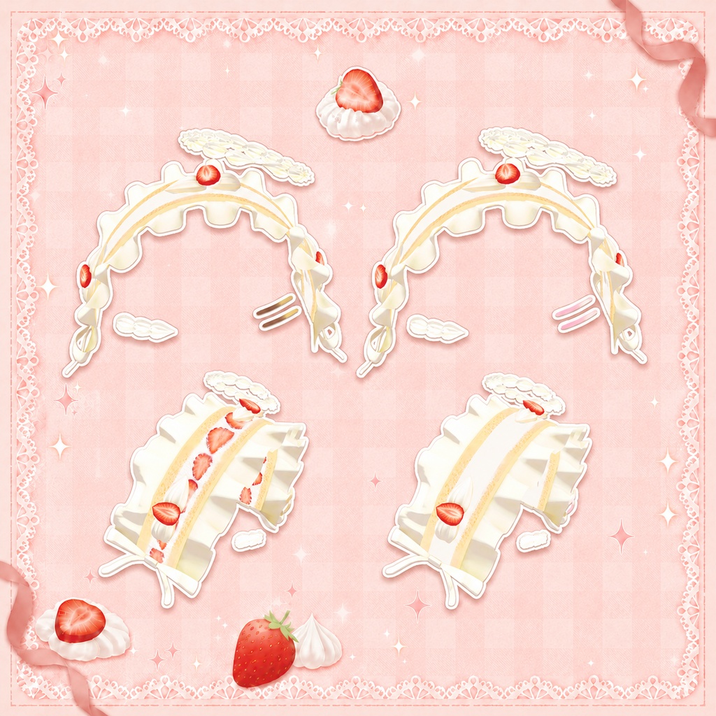 ꒰🍓ぽわり対応꒱ ShortCake Cream Head Dress