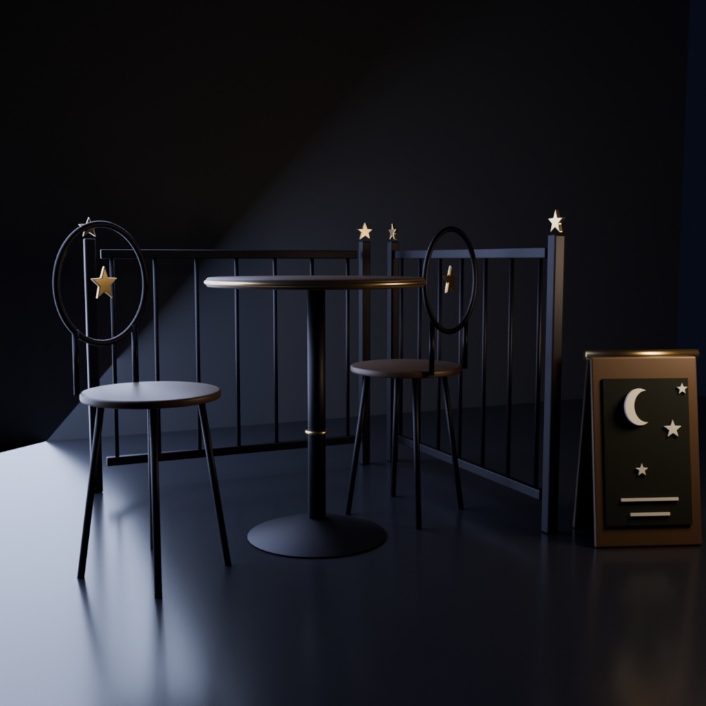 【ワールド家具】夜のカフェテラスセット | Night Cafe Terrace