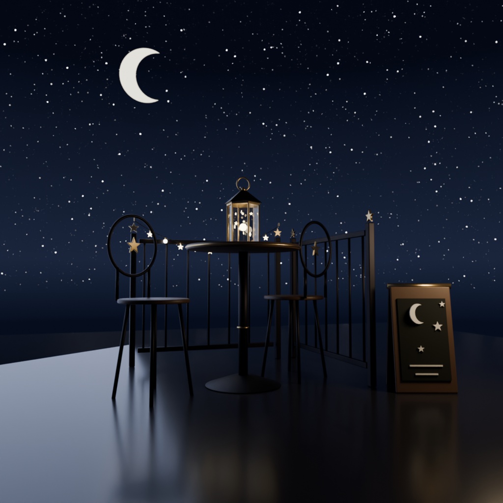 【ワールド家具】夜のカフェテラスセット | Night Cafe Terrace