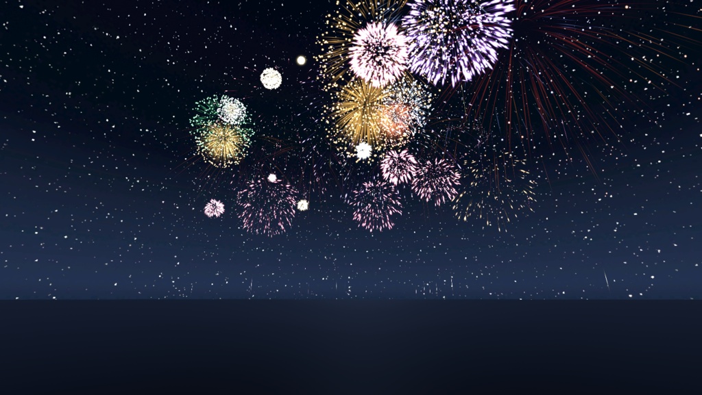 花火大会|全員同期・効果音つき|二度と同じ夜が来ない花火パーティクル【VRChat/cluster】