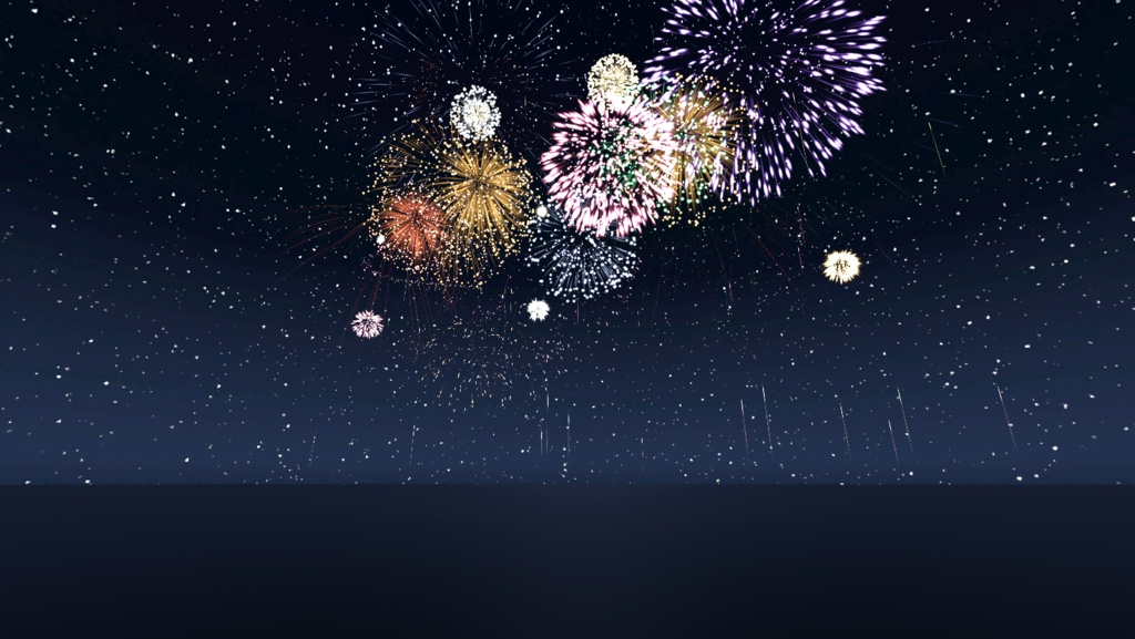花火大会|全員同期・効果音つき|二度と同じ夜が来ない花火パーティクル【VRChat/cluster】