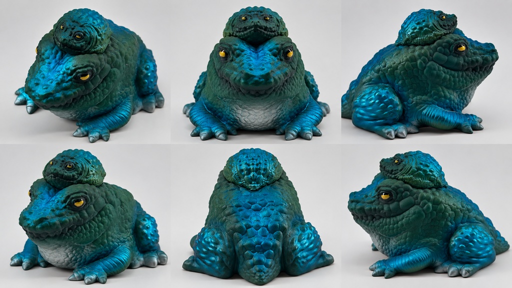 ３Dプリント出力品　完成品　オリジナルソフトトイ「ワニガエルの親子」