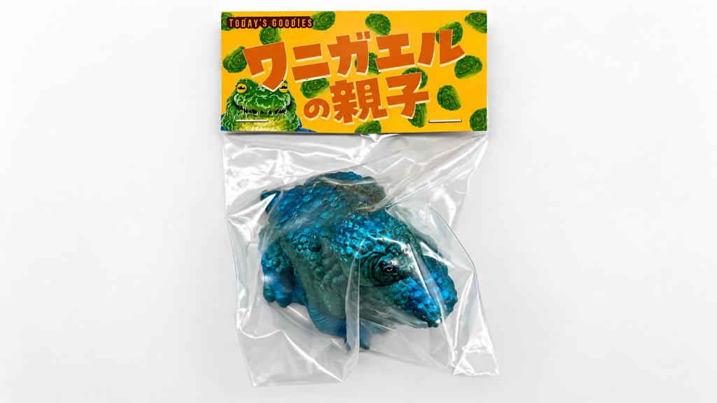 3Dプリント出力品 完成品 オリジナルソフトトイ「ワニガエルの親子」