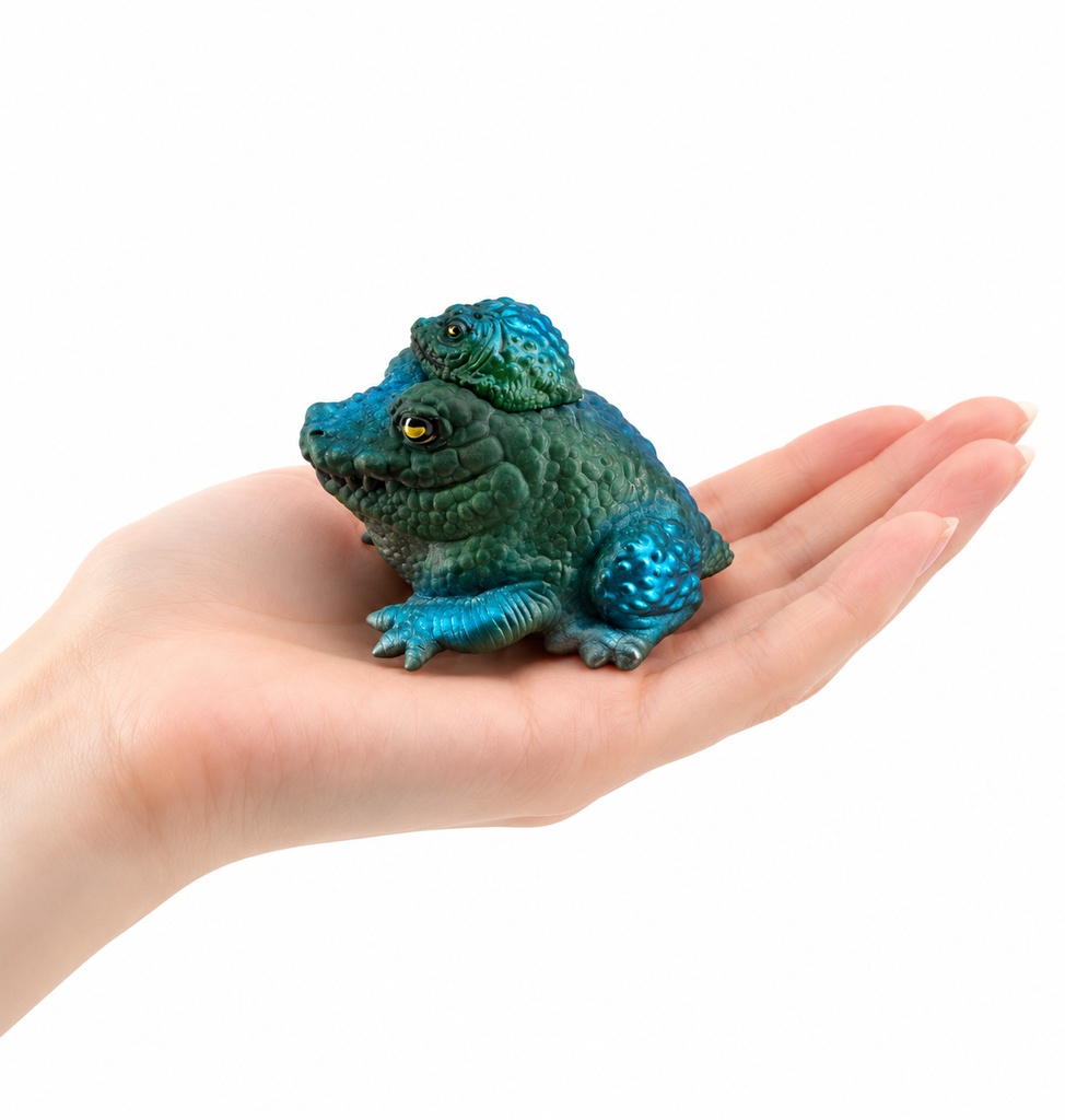3Dプリント出力品 完成品 オリジナルソフトトイ「ワニガエルの親子」
