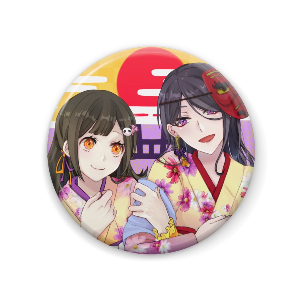 秋桜　缶バッチ