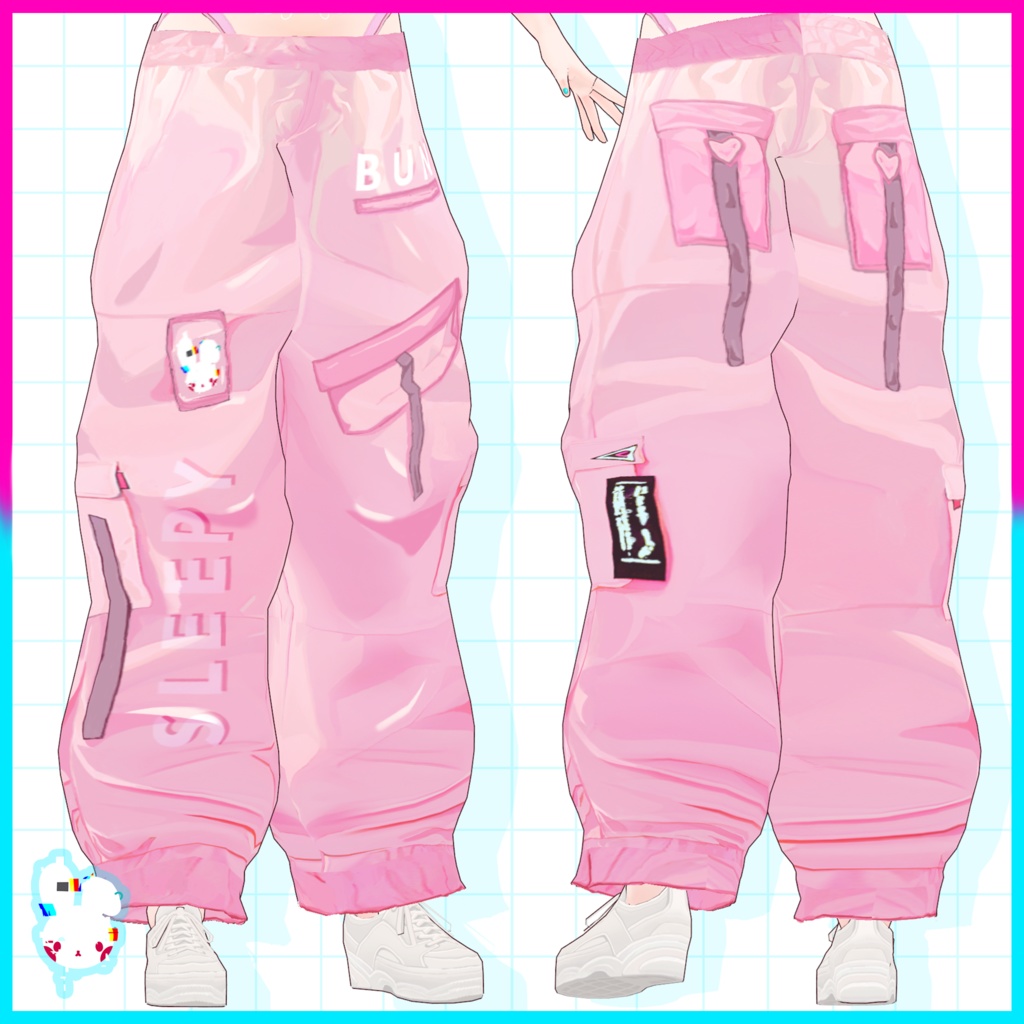 【VRoid Pants Texture】淡紅色カーゴパンツ