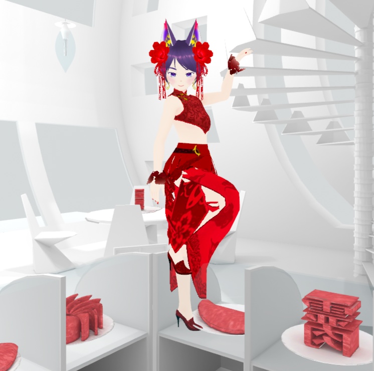 血赤のチャイナドレス