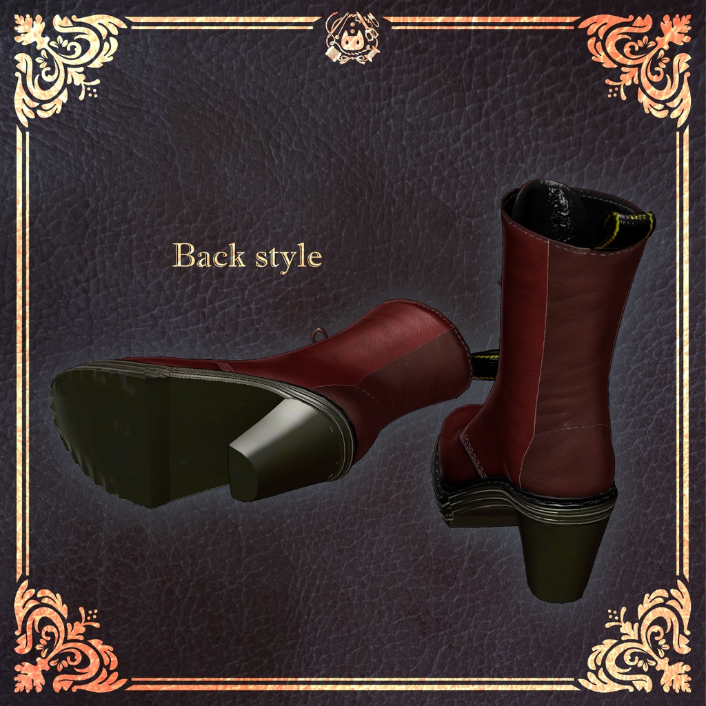 【VRChat向け】ヒールレザーブーツ/桔梗対応