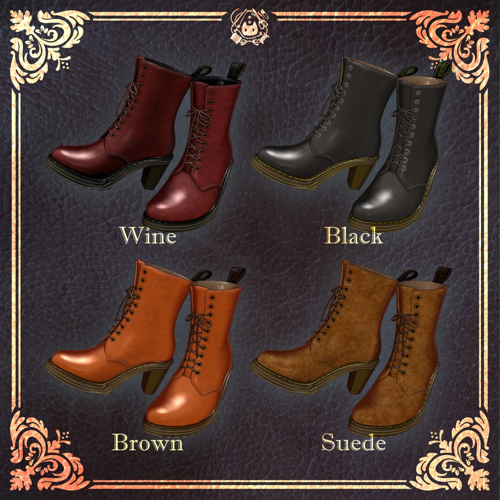 【VRChat向け】ヒールレザーブーツ/桔梗対応