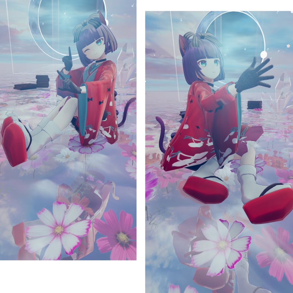 【VRC向けアバター】クロイニャン/大正ロマンver