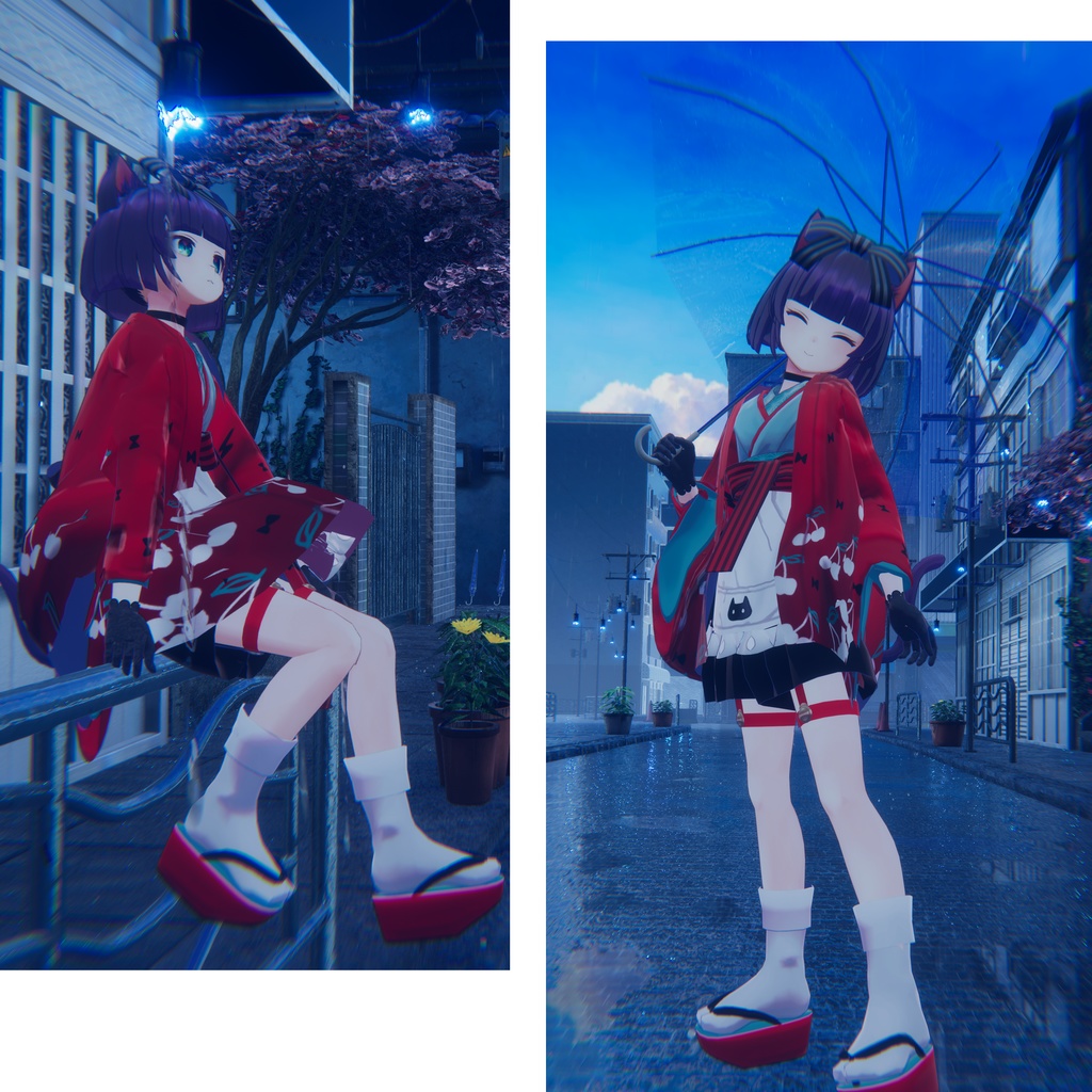 【VRC向けアバター】クロイニャン/大正ロマンver