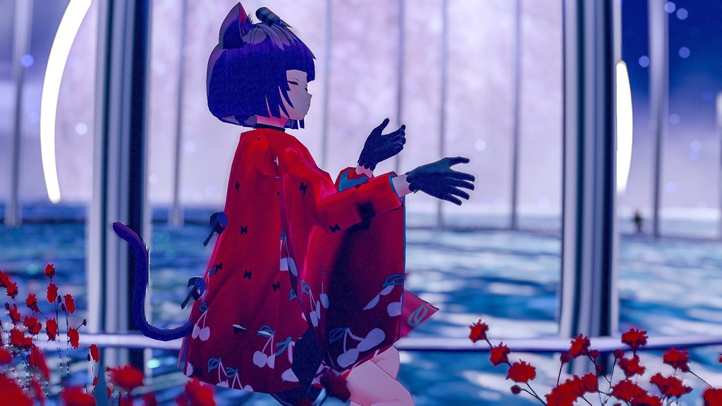 【VRC向けアバター】クロイニャン/大正ロマンver