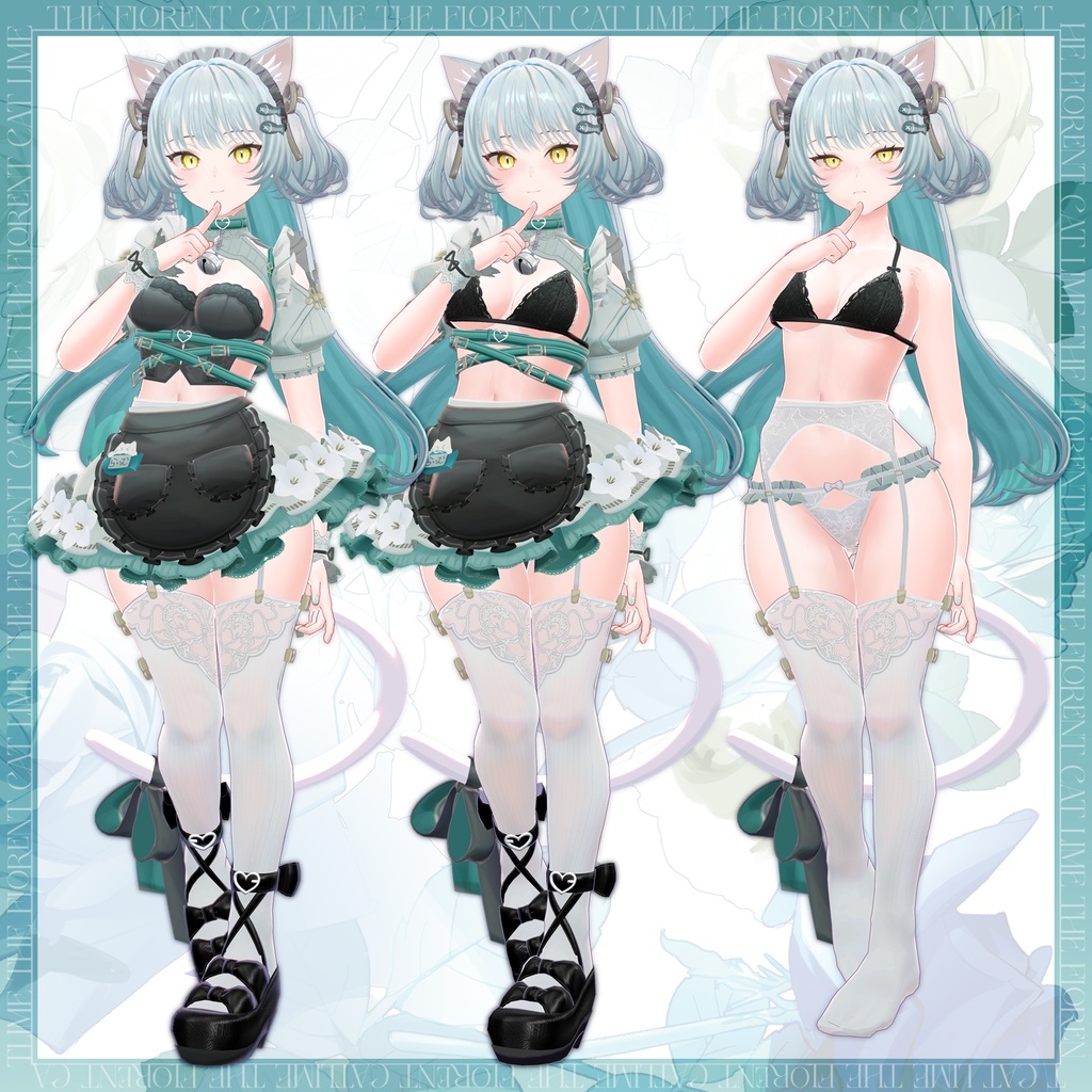 【VRChat向けアバター】白猫のライム・フローレン(Lime Florent the Cat)
