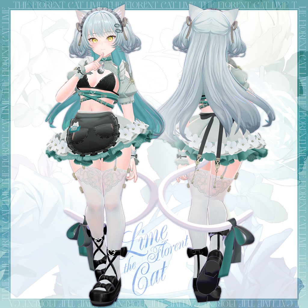 【VRChat向けアバター】白猫のライム・フローレン(Lime Florent the Cat)