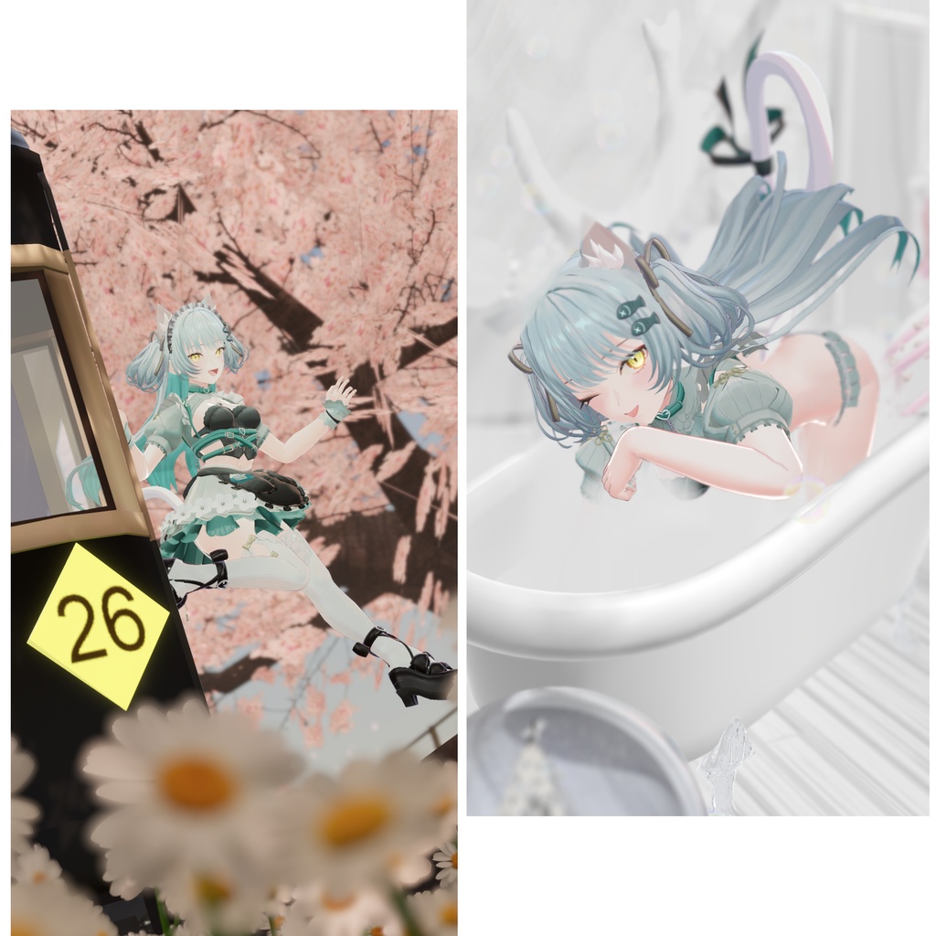 【VRChat向けアバター】白猫のライム・フローレン(Lime Florent the Cat)