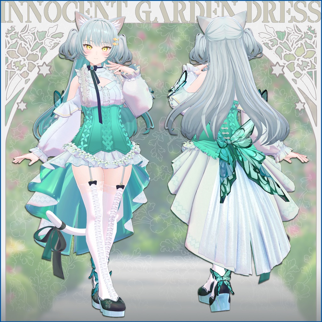 【VRC用衣装】イノセント・ガーデンドレス【12カラー】