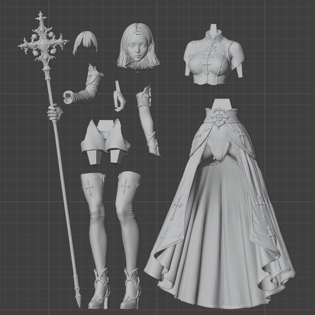 聖女プリースト|1/10スケール 3Dプリント用STLデータ