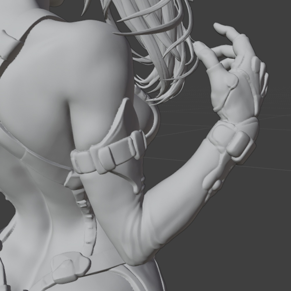 サイバーパンクガール 3Dプリント可能フィギュア