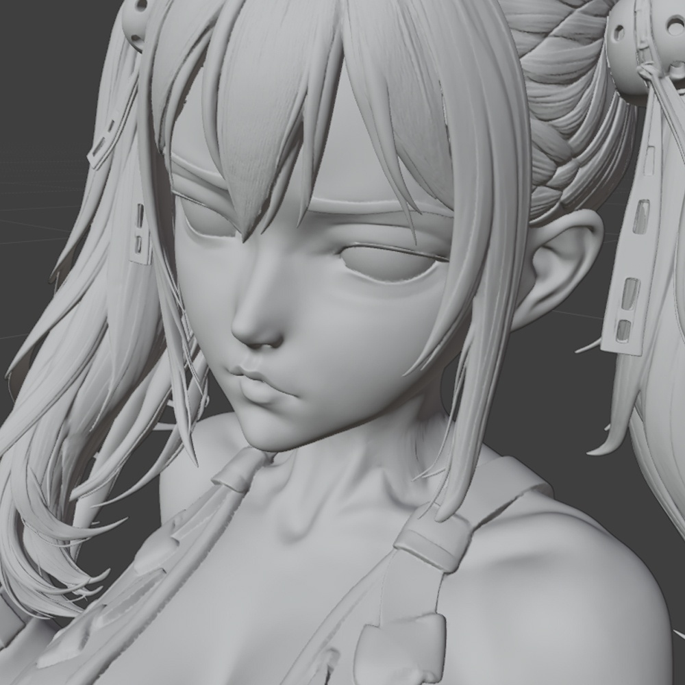 サイバーパンクガール 3Dプリント可能フィギュア