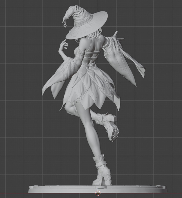サイバーパンク魔女少女 3Dプリント可能フィギュア
