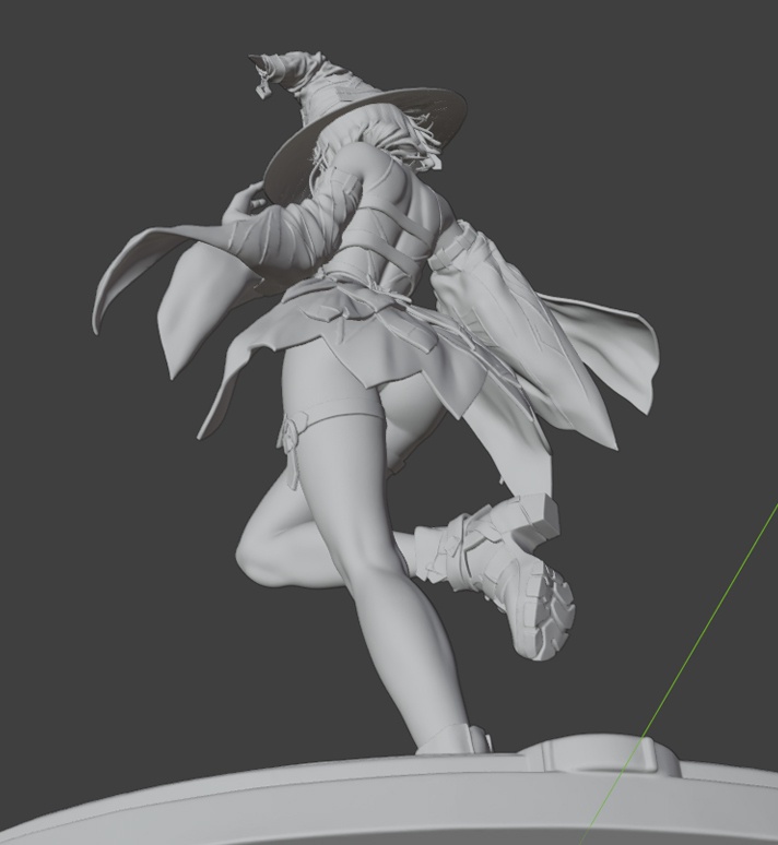 サイバーパンク魔女少女 3Dプリント可能フィギュア