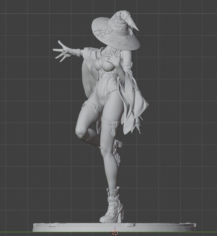 サイバーパンク魔女少女 3Dプリント可能フィギュア