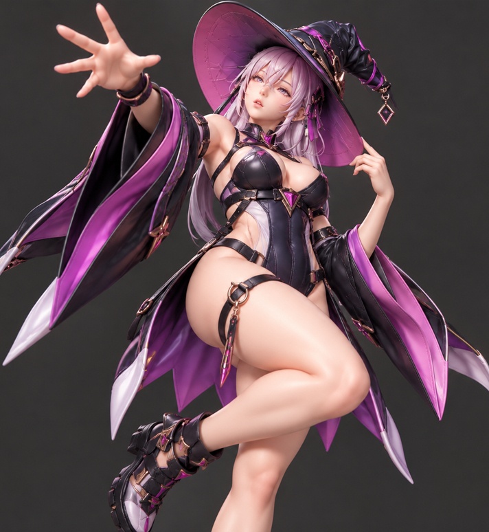 サイバーパンク魔女少女 3Dプリント可能フィギュア