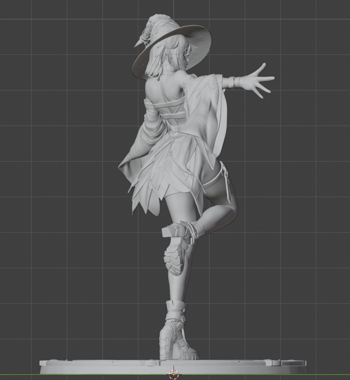 サイバーパンク魔女少女 3Dプリント可能フィギュア