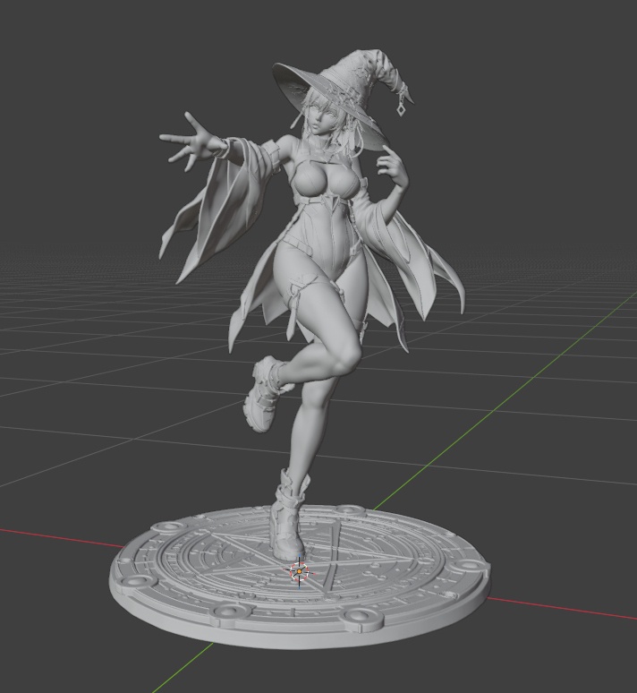 サイバーパンク魔女少女 3Dプリント可能フィギュア