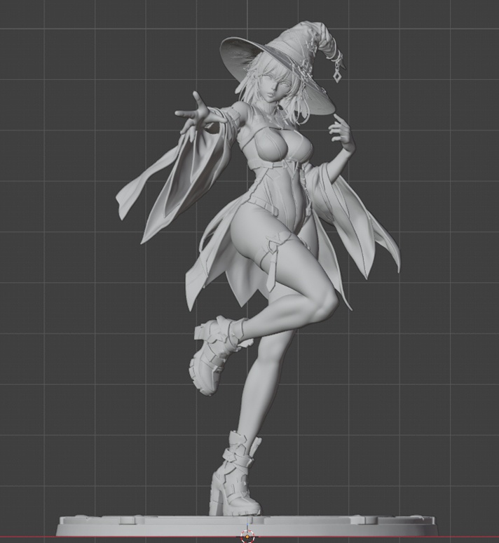 サイバーパンク魔女少女 3Dプリント可能フィギュア
