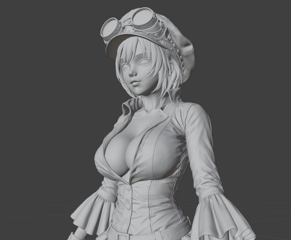 スチームパンクガール - Steampunk Girl 3D Printable Figure -