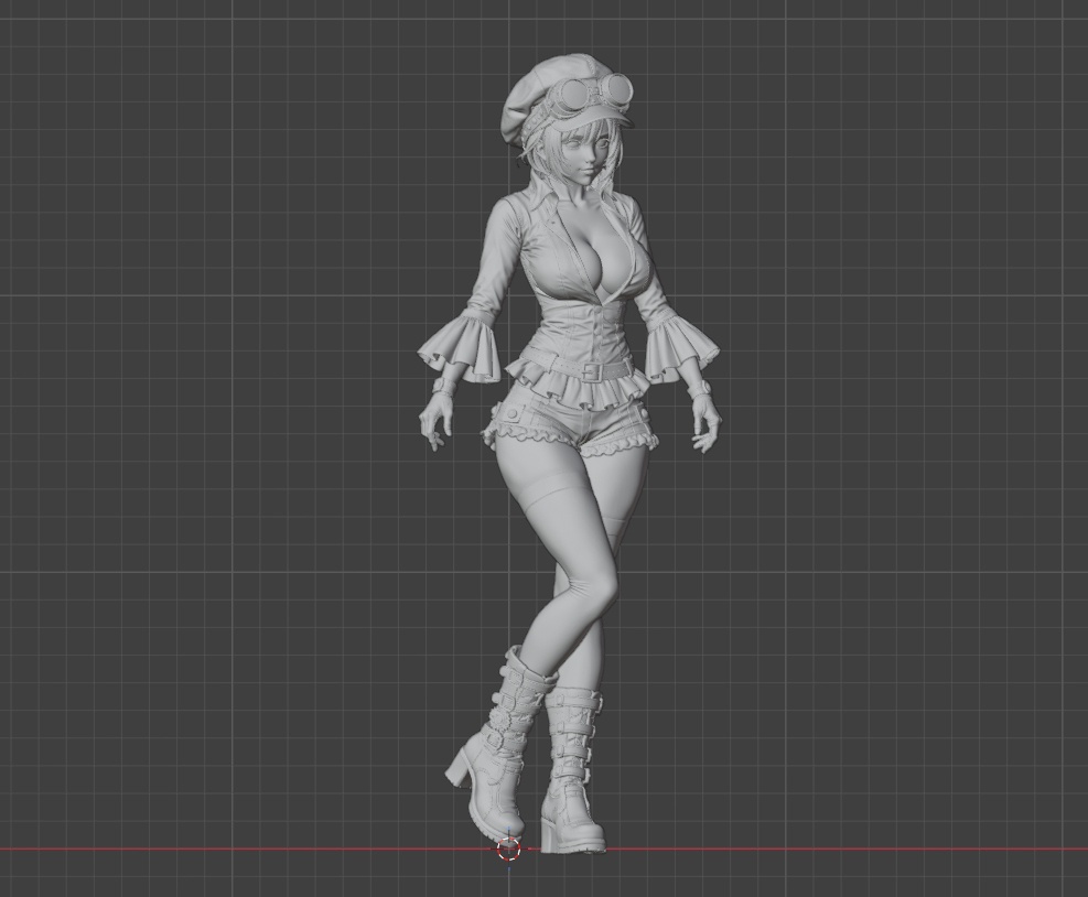 スチームパンクガール - Steampunk Girl 3D Printable Figure -
