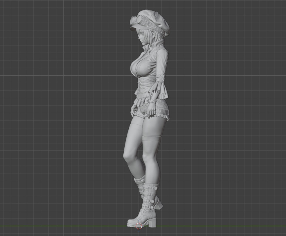 スチームパンクガール - Steampunk Girl 3D Printable Figure -