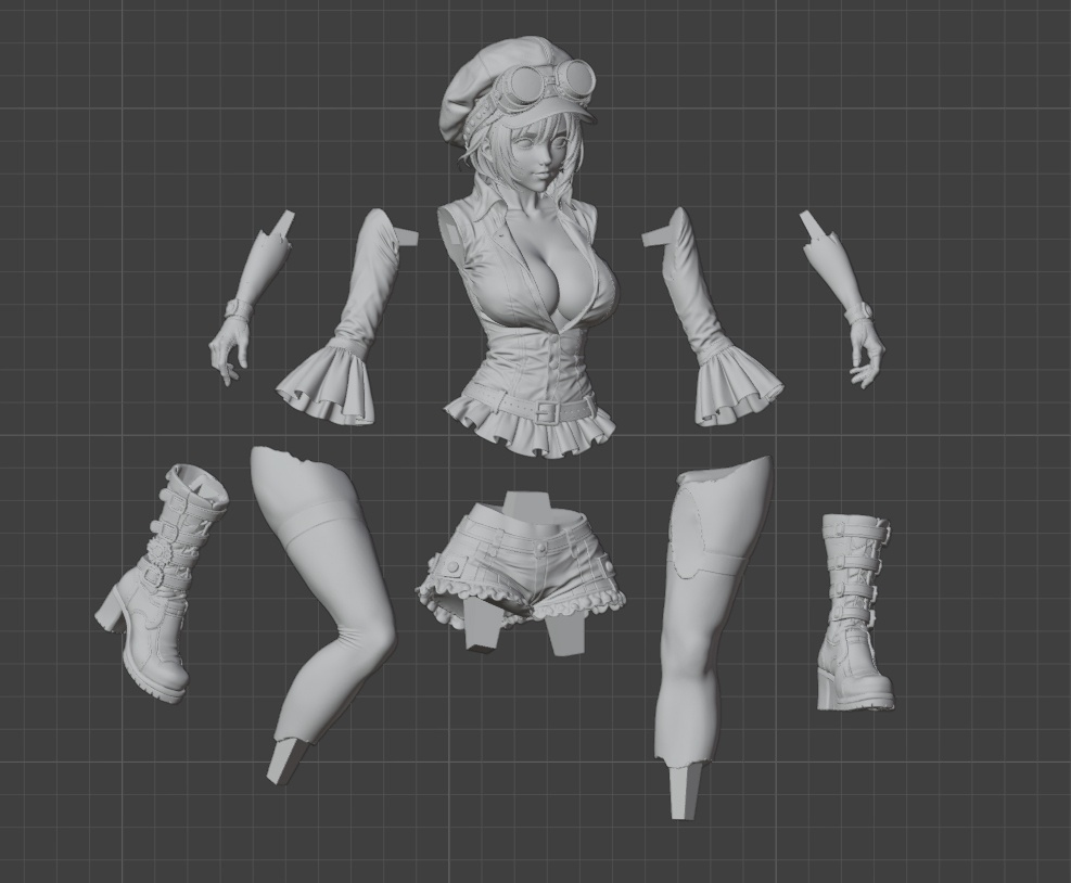 スチームパンクガール - Steampunk Girl 3D Printable Figure -