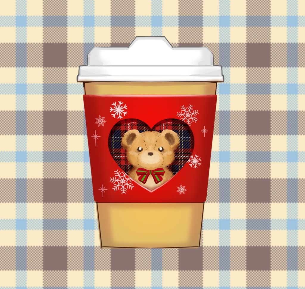 冬のホットドリンク素材(クリスマスマグ、テイクアウトドリンク)