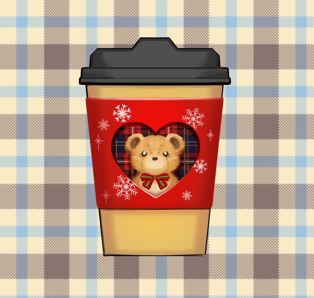 冬のホットドリンク素材(クリスマスマグ、テイクアウトドリンク)