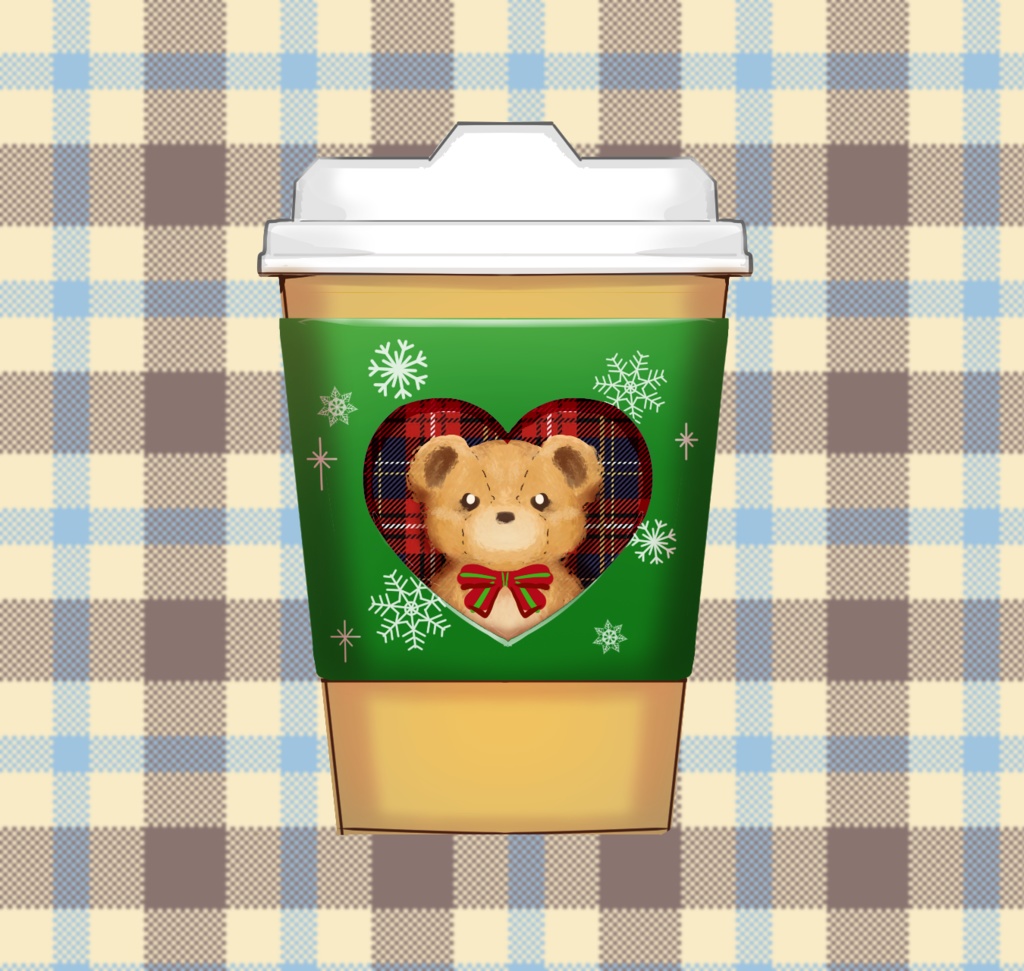 冬のホットドリンク素材(クリスマスマグ、テイクアウトドリンク)