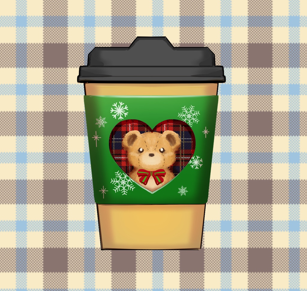 冬のホットドリンク素材(クリスマスマグ、テイクアウトドリンク)