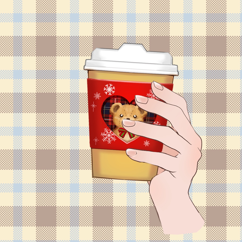 冬のホットドリンク素材(クリスマスマグ、テイクアウトドリンク)