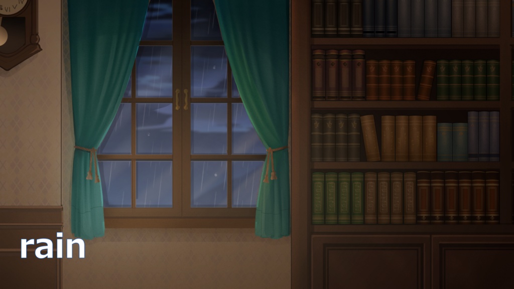 商用可)夜の書斎動画素材集:背景4種・振り子時計・湯気の出るコップ/めくれる本の動画素材